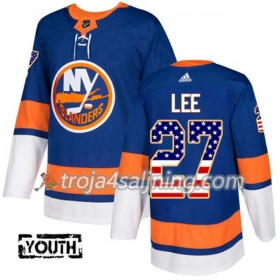 New York Islanders tröja Anders Lee 27 Adidas 2017-2018 Blå USA Flag Fashion Authentic - NHL Tröjor Barn